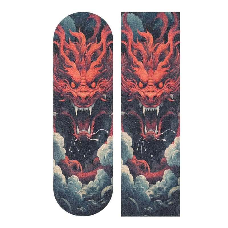 SDMKA Red Dragon Pattern Skateboard Grip Tape 9" x 33" Bubble Free Waterproof Skateboard Grip Tape Sheet Non Slip Griptape for Skateboard Longboard - Image 1